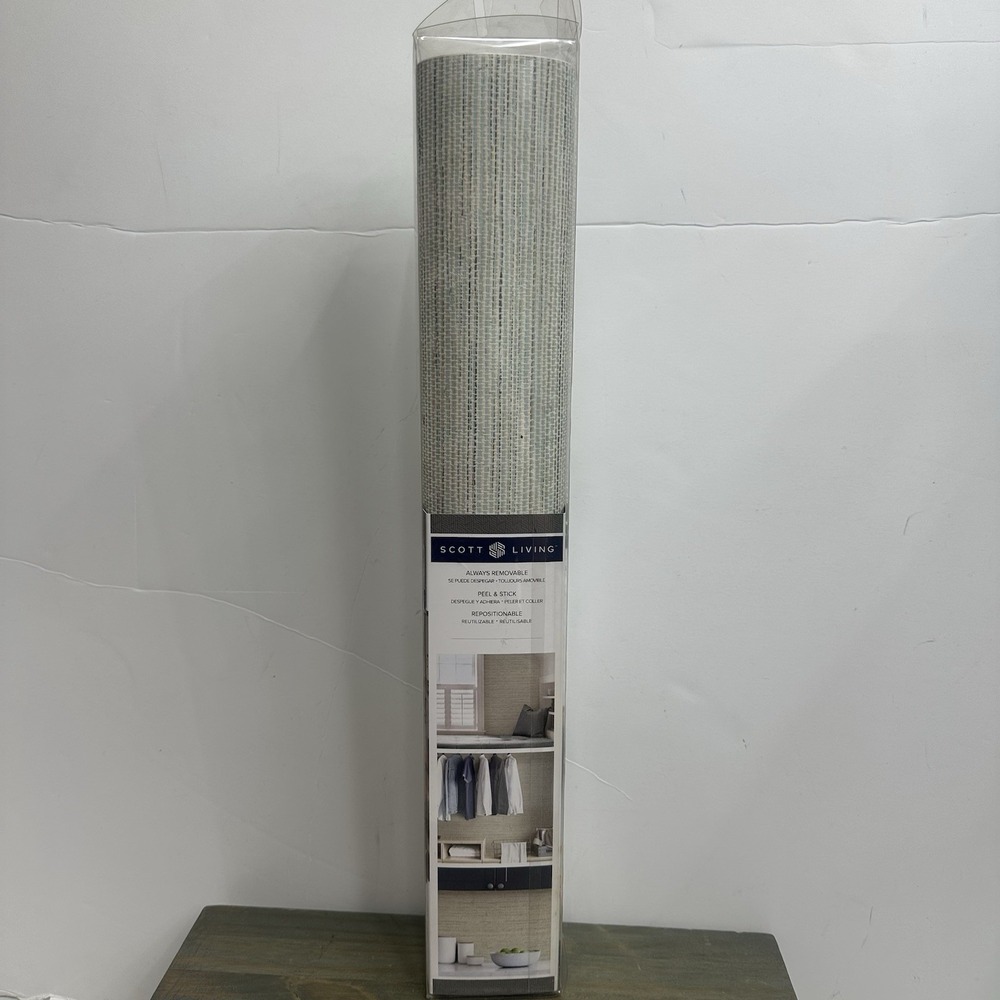 PARTIAL Scott Living Self-Adhesive Wallpaper Artisan Weave Graphite 20.5" x 15ft